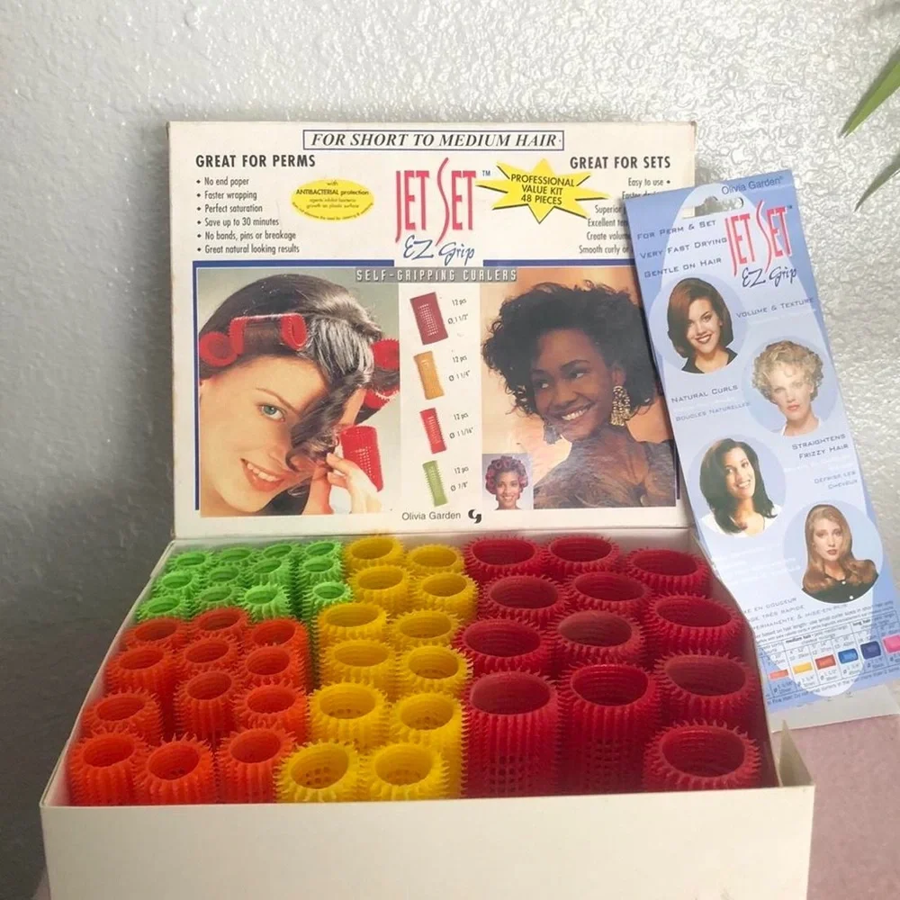 Vintage Olivia Garden Jet Set EZ Grip Curlers Self Grip Perm Rollers Short/Med